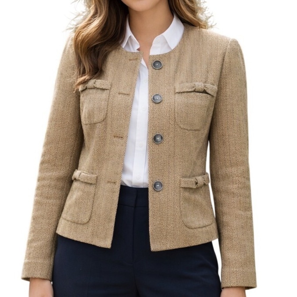 CAbi 3170 Women's Size M‎ Penny Blazer Jacket Herringbone Fleck English Country